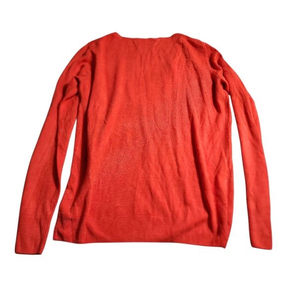 Dunnes Red Orange V-Neck Pullover Sweater Size (US 18) EU46 Lightweight Office - Picture 8 of 8